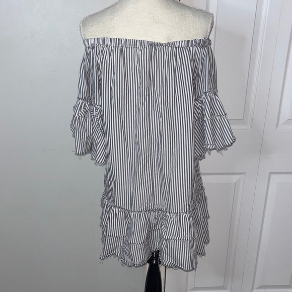 Zara Black and White Off-Shoulder Mini Dress - Picture 4 of 4